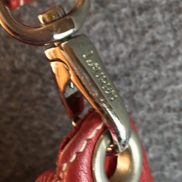 Vintage Red Leather Ralph Lauren Hobo Handbag Purse Shoulder Clutch - Picture 5 of 11